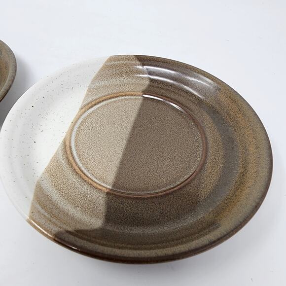 2 Mikasa Saucers Studio Kiln Replacements Vintage Japan Earth Tones Brown Tan - Picture 4 of 6